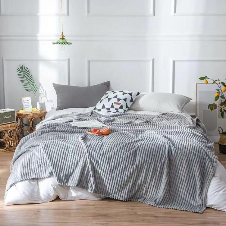 Плед однотонный фланелевый TANGO STRIPE ST-12 серый 200х220