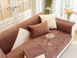 Набор накидок на диван из велюра TANGO SOFA коричневый 90х160 (2шт)