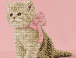 Кристальная (алмазная) мозаика ФРЕЯ ALVR-115 Кошечка с розовым бантиком