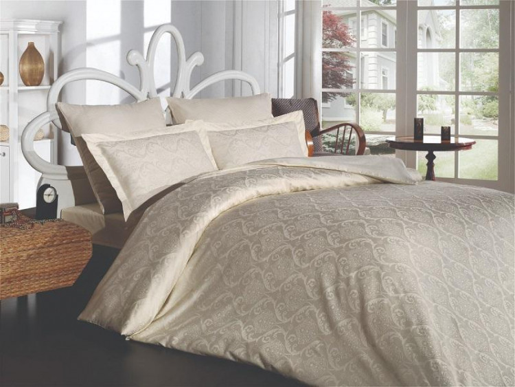 Постельное белье из хлопкового жаккарда KARVEN N301 DAMASK CREAM 50х70 (2шт), 70х70 (2шт) евро