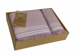 Набор полотенец махровых хлопковых KARVEN HS1722 LIDYA лиловый 50х90 (1шт), 70х140 (1шт)