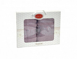 Набор полотенец махровых хлопковых KARVEN HS1691 SUMBUL V9 сиреневый 50х90 (1шт), 70х140 (1шт)