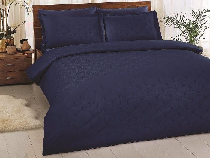 Постельное белье из LUX жаккарда в PVC TAC CROSS синее евро