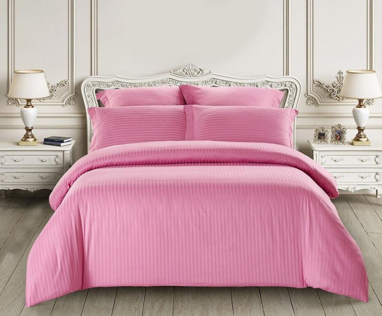 Постельное белье из страйп-сатина TANGO COLOR STRIPE CST-06 светло-розовое евро