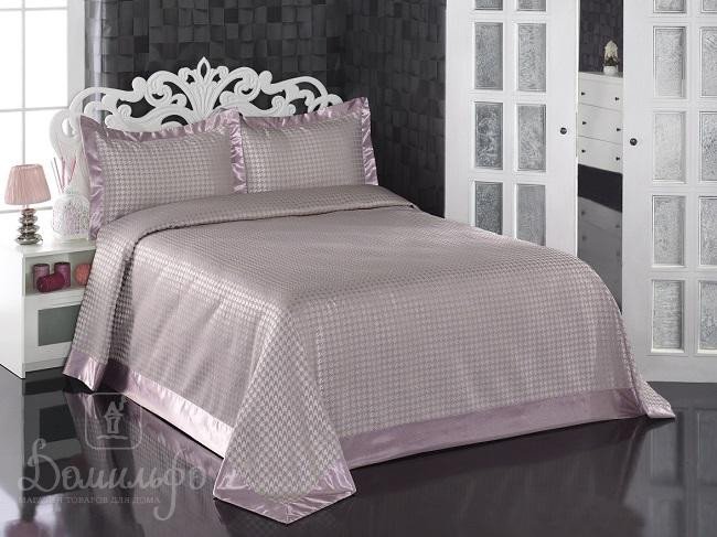 Покрывало жаккардовое с наволочками KARNA GREVEN пудра 260х260Н