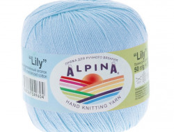 Пряжа ALPINA LILY №080 бледно-голубая 100% мерсеризованный хлопок 10 шт х 50 гр, 175 м +/- 5 м