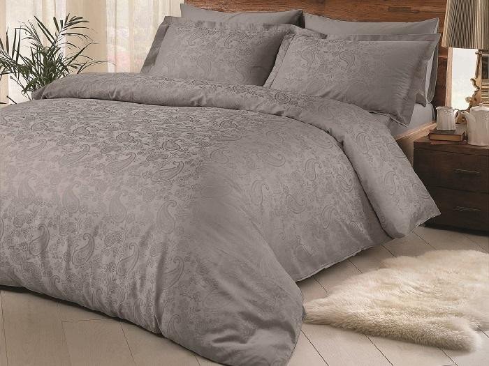 Постельное белье из LUX жаккарда в PVC TAC BRINLEY серое евро