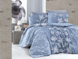 Постельное белье из ранфорса KARVEN N022 POLCA INDIGO 50х70 (1шт), 70х70 (1шт) 1,5-спальное