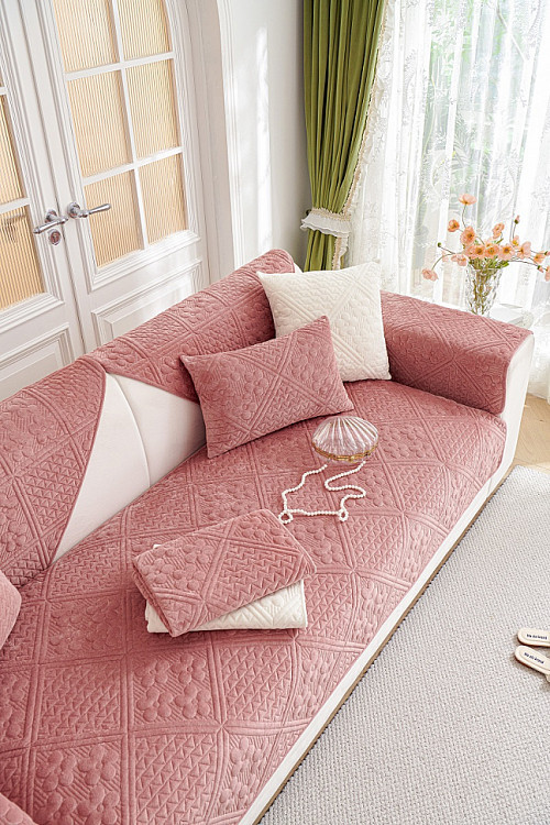 Набор накидок на диван из велюра TANGO SOFA коралловый 90х160 (2шт)