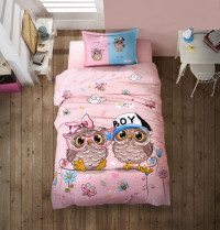 Постельное белье подростковое из ранфорса KARVEN YOUNG STYLE N022/1 PUHU PINK V-1 50х70 (1шт), 70х70 (1шт)