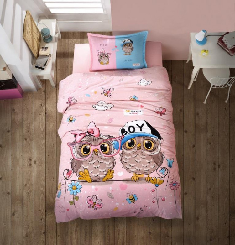 Постельное белье подростковое из ранфорса KARVEN YOUNG STYLE N022/1 PUHU PINK V-1 50х70 (1шт), 70х70 (1шт)