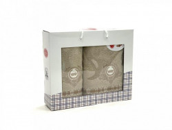 Набор полотенец махровых хлопковых KARVEN HS1576 EKOSE бежевый 50х90 (1шт), 70х140 (1шт)