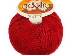Пряжа ADELIA KATTY №07 красная 100% шерсть, 10 шт х 50 гр, 150 м +/- 10 м