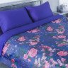 Постельное белье из мако-сатина ЭТЕЛЬ ПИОНЫ синее 1,5-спальное