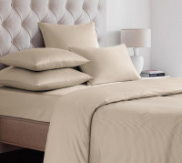 Простыня на резинке из сатина SAILID SL-6-180 бежевая 180х200х25