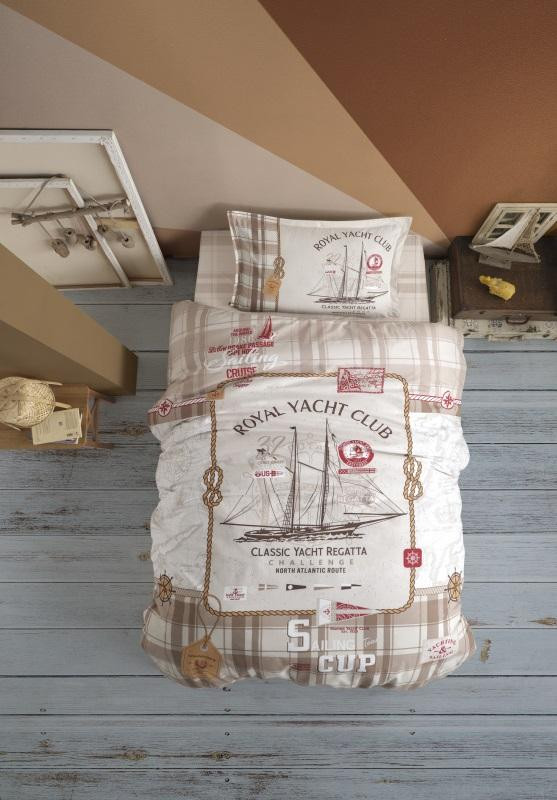 Постельное белье подростковое из ранфорса KARVEN YOUNG STYLE N022/1 RAPALA BEIGE V-1 50х70 (1шт), 70х70 (1шт)