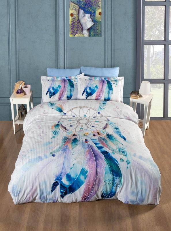 Постельное белье из страйп сатина с цветным принтом KARVEN N250-SB001 50х70 (2шт), 70х70 (2шт) евро