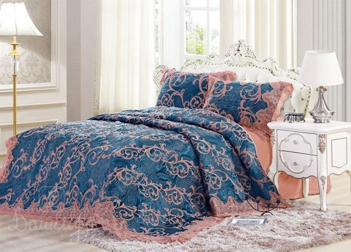 Покрывало с наволочками тонкое жаккардовое с гипюром TANGO БЛЮМАРИН BL-35 230х250