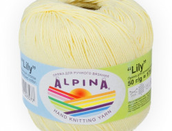 Пряжа ALPINA LILY №176 бледно-желтая 100% мерсеризованный хлопок 10 шт х 50 гр, 175 м +/- 5 м