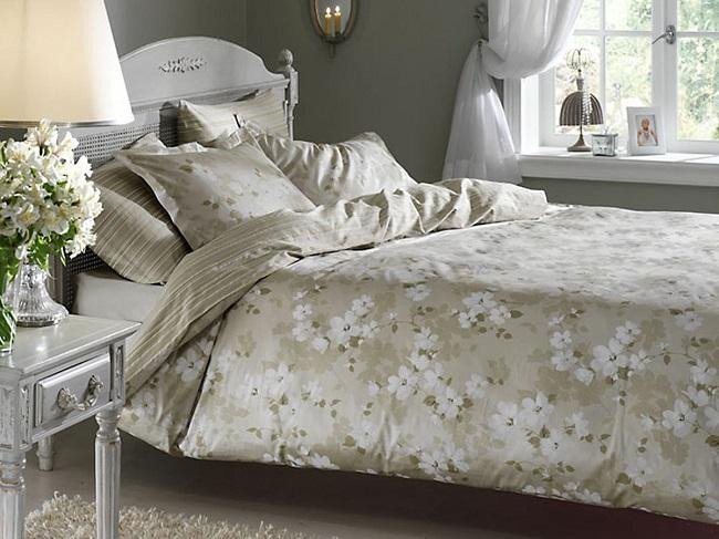 Постельное белье из сатина TAC DELUX ELEGANCE SHADOW оливковое евро