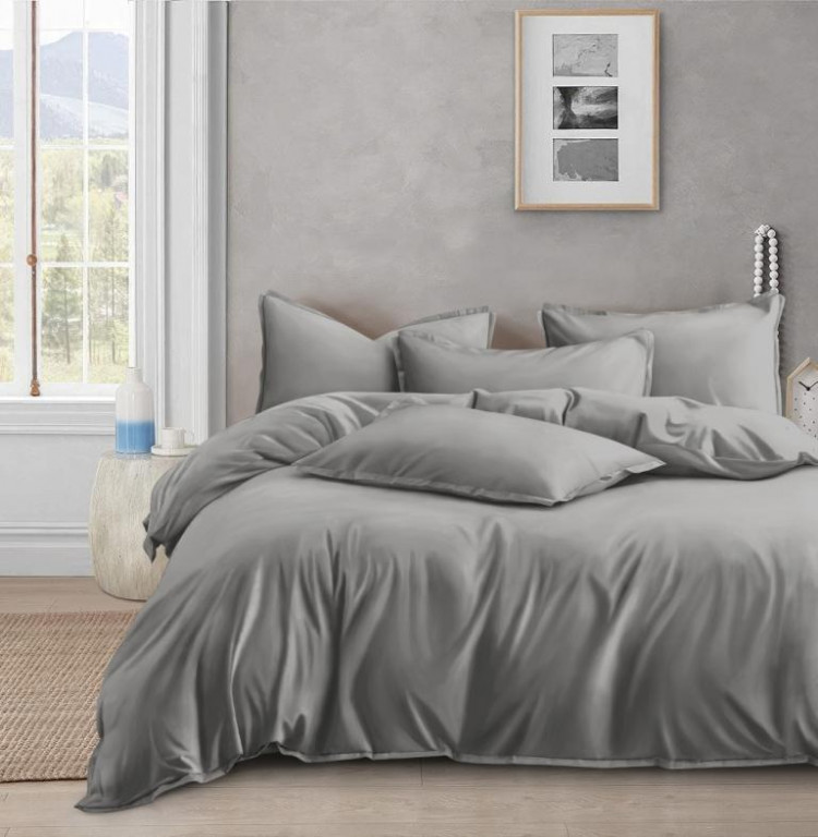 Постельное белье из люксового сатина АЛЬВИТЕК ОCA-004 серое 70х70 (2шт) 2-спальное