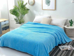 Плед однотонный фланелевый TANGO STRIPE ST-6 голубой 200х220