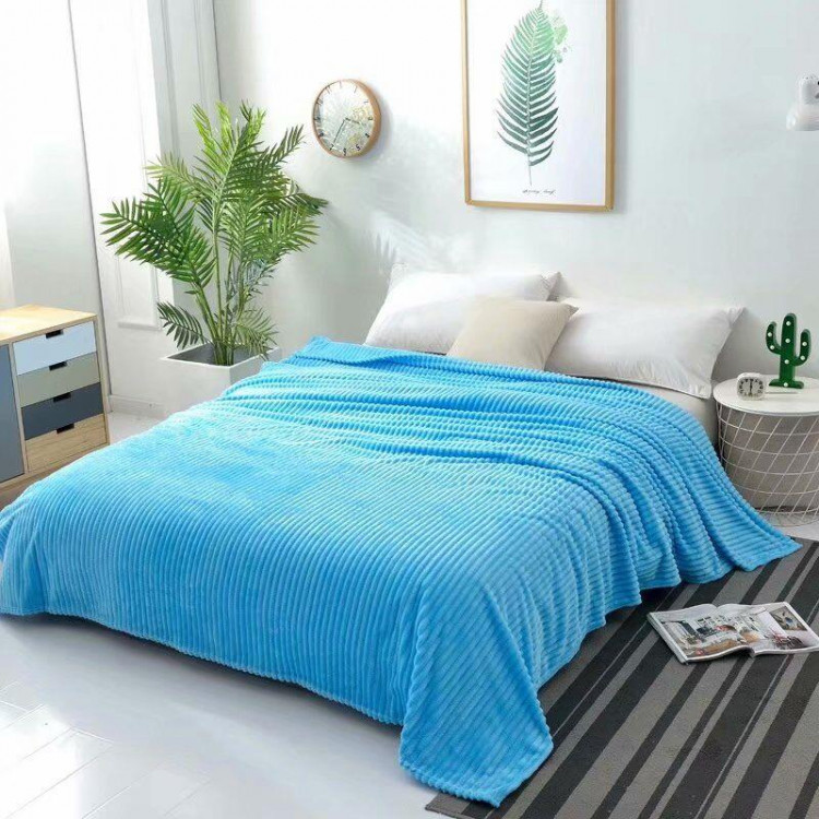 Плед однотонный фланелевый TANGO STRIPE ST-6 голубой 200х220