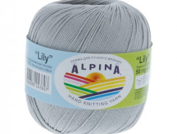 Пряжа ALPINA LILY №231 светло-серая 100% мерсеризованный хлопок 10 шт х 50 гр, 175 м +/- 5 м