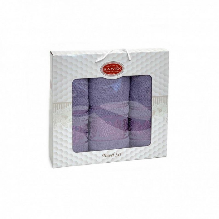 Набор полотенец махровых хлопковых KARVEN HS1667 SUMBUL V6 светло-лиловый 50х90 (2шт), 70х140 (1шт)