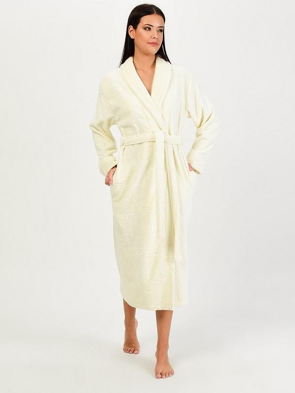 Халат женский хлопковый махровый KARNA NEVA натурал S