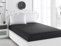 Простыня на резинке из сатина KARNA LOFT черная 160х200х30