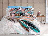 Постельное белье из страйп сатина с цветным принтом KARVEN N250-SB018 50х70 (2шт), 70х70 (2шт) евро