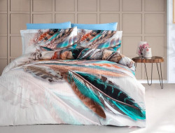 Постельное белье из страйп сатина с цветным принтом KARVEN N250-SB018 50х70 (2шт), 70х70 (2шт) евро
