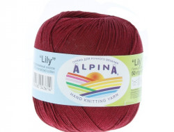 Пряжа ALPINA LILY №023 бордовая 100% мерсеризованный хлопок 10 шт х 50 гр, 175 м +/- 5 м