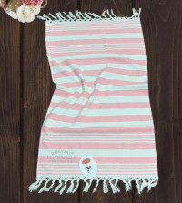 Полотенце махровое хлопковое с бахромой KARVEN H3278 ПЕШТЕМАЛЬ V1 розовое 100х200