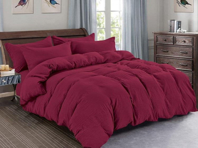 Постельное белье из жатого микросатина АЛЬВИТЕК FLUPPY SLEEP-036 бордовое 70х70 (2шт) 1,5-спальное