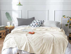 Плед однотонный фланелевый TANGO STRIPE ST-9 кремовый 200х220