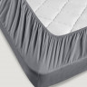 Простыня хлопковая на резинке KARNA SOLID темно-серая 180х200х30