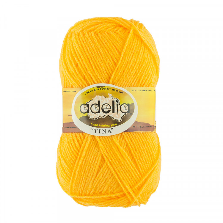 Пряжа ADELIA TINA №154 желтая 100% акрил, 5 шт х 100 гр, 308 м +/- 10 м