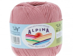 Пряжа ALPINA LILY №028 грязно-розовая 100% мерсеризованный хлопок 10 шт х 50 гр, 175 м +/- 5 м
