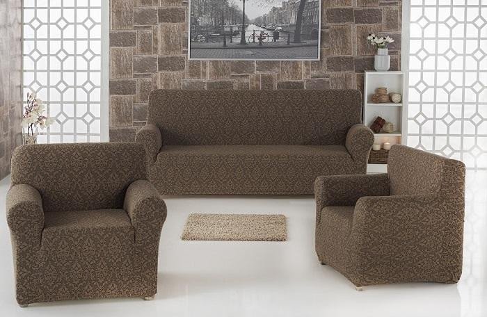 Набор чехлов на трехместный диван и два кресла KARNA MILANO коричневый