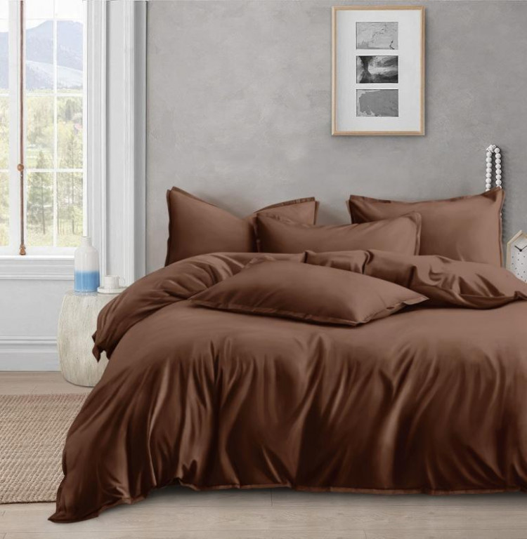Постельное белье из люксового сатина АЛЬВИТЕК ОCA-008 молочный шоколад 50х70 (2шт), 70х70 (2шт) семейное