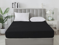 Простыня на резинке сатиновая TANGO Soho черная 160х200х30