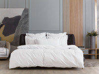 Постельное белье из египетского хлопка с простыней на резинке 160х200 GERMAN GRASS Alpine White Allure Grass евро