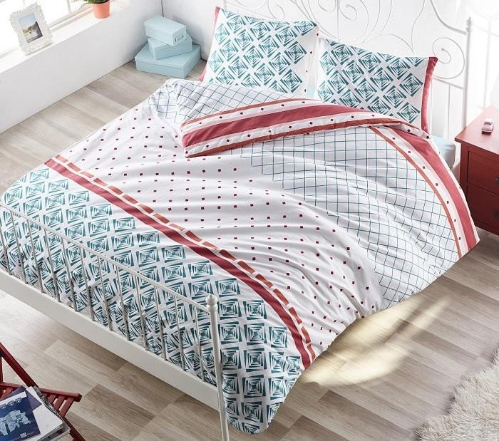 Постельное белье ALTINBASAK RANFORCE HERA бирюзовое 50х70 евро