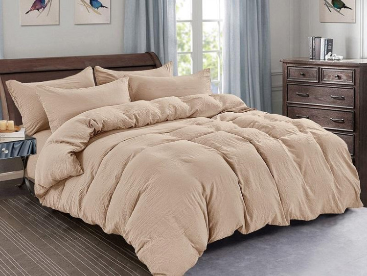 Постельное белье из жатого микросатина АЛЬВИТЕК FLUPPY SLEEP-022 бежевое 70х70 (2шт) 1,5-спальное