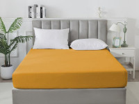 Простыня на резинке сатиновая TANGO Soho желтая 160х200х30