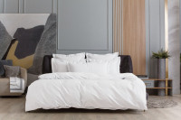 Постельное белье из египетского хлопка с простыней на резинке 160х200 GERMAN GRASS Alpine White Allure Grass семейное