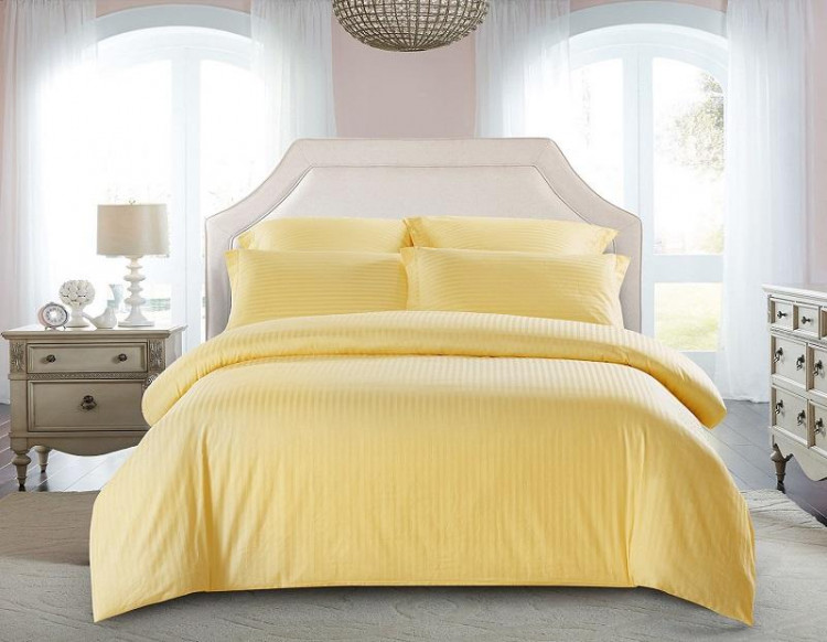 Постельное белье из страйп-сатина TANGO COLOR STRIPE CST-02 лимонное 1,5-спальное