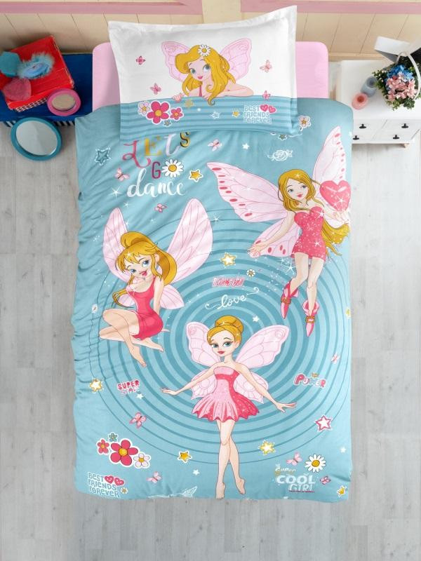 Постельное белье подростковое из ранфорса KARVEN YOUNG STYLE N022/1 POWER GIRL TURQUAZ 50х70 (1шт), 70х70 (1шт)